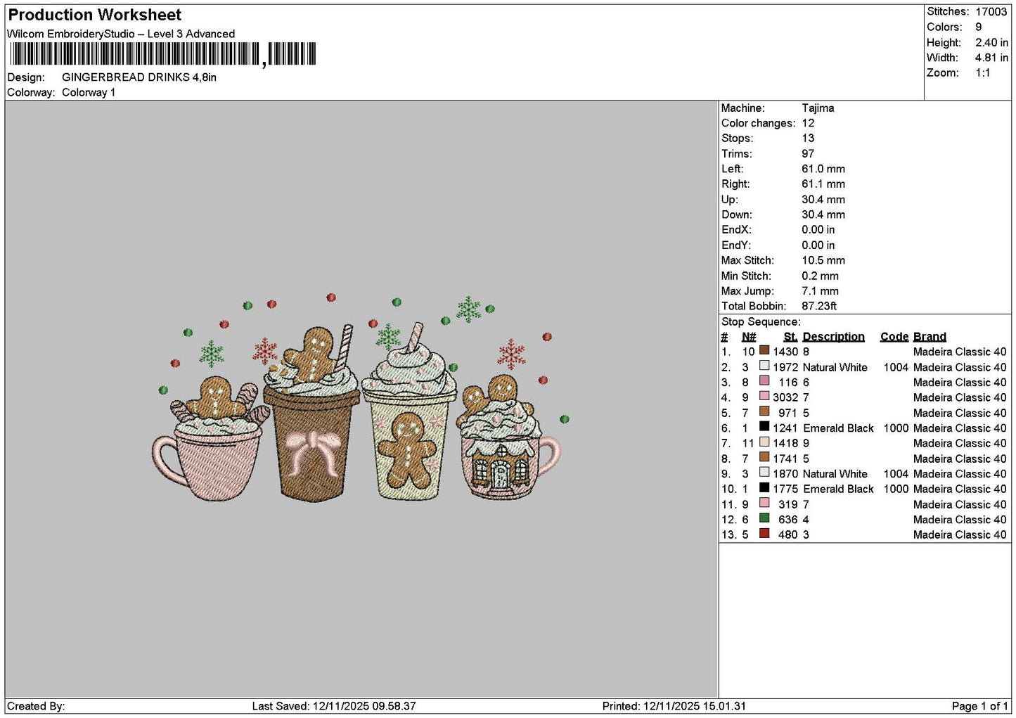 Drinks 1211 Embroidery File 6 sizes