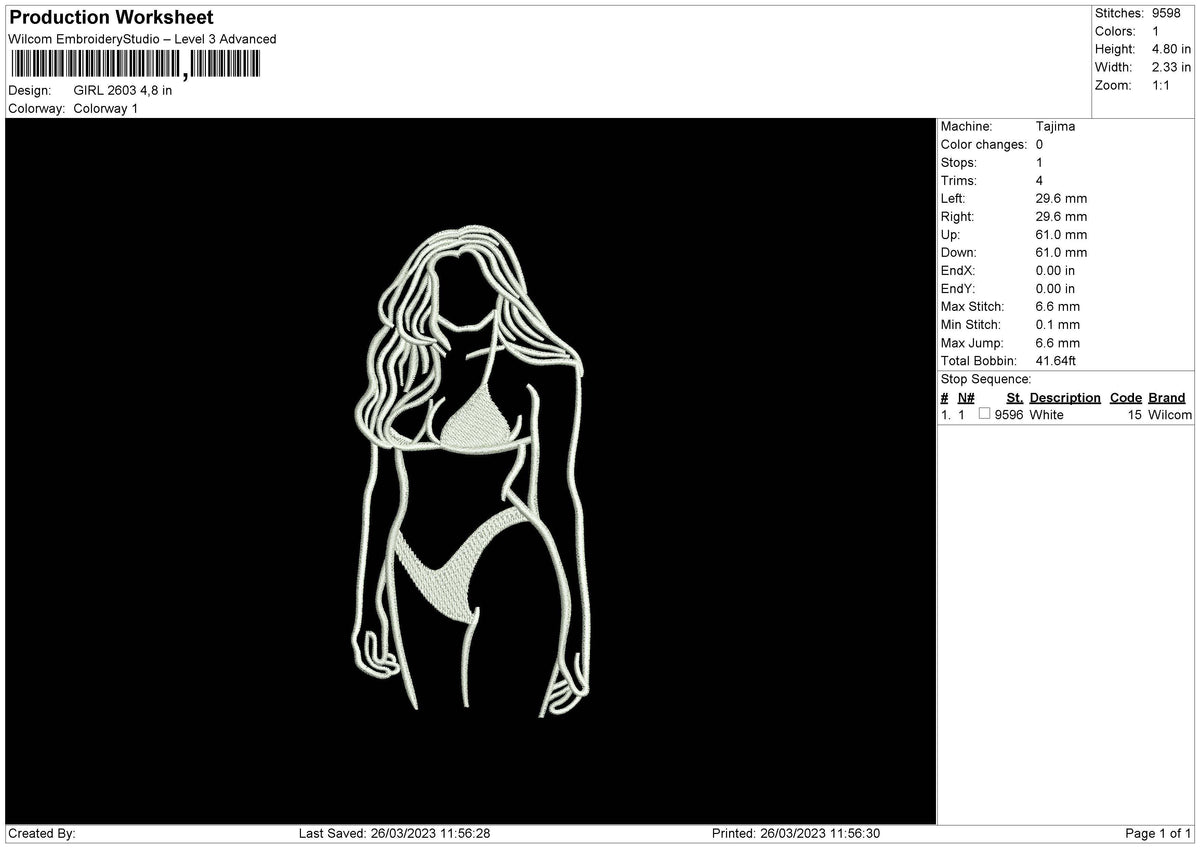 Girl 2603 Embroidery