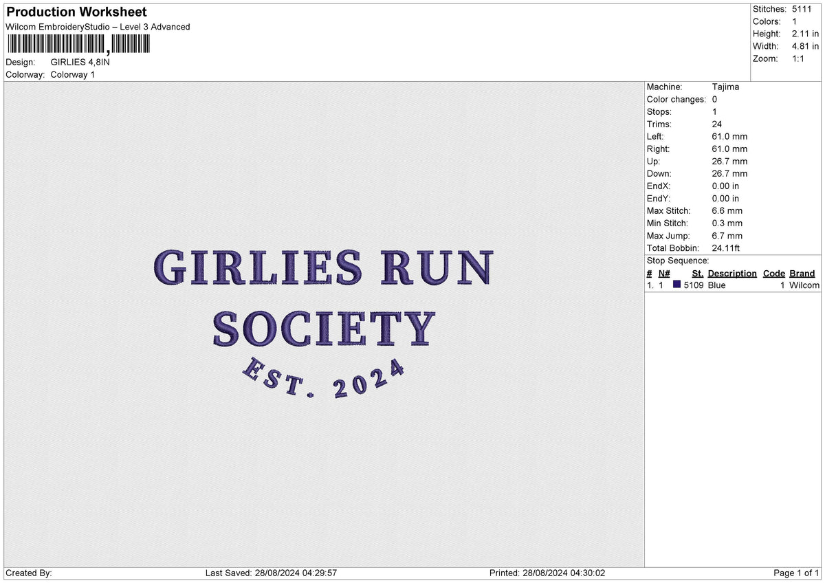 GIRLIES Embroidery File 6 size