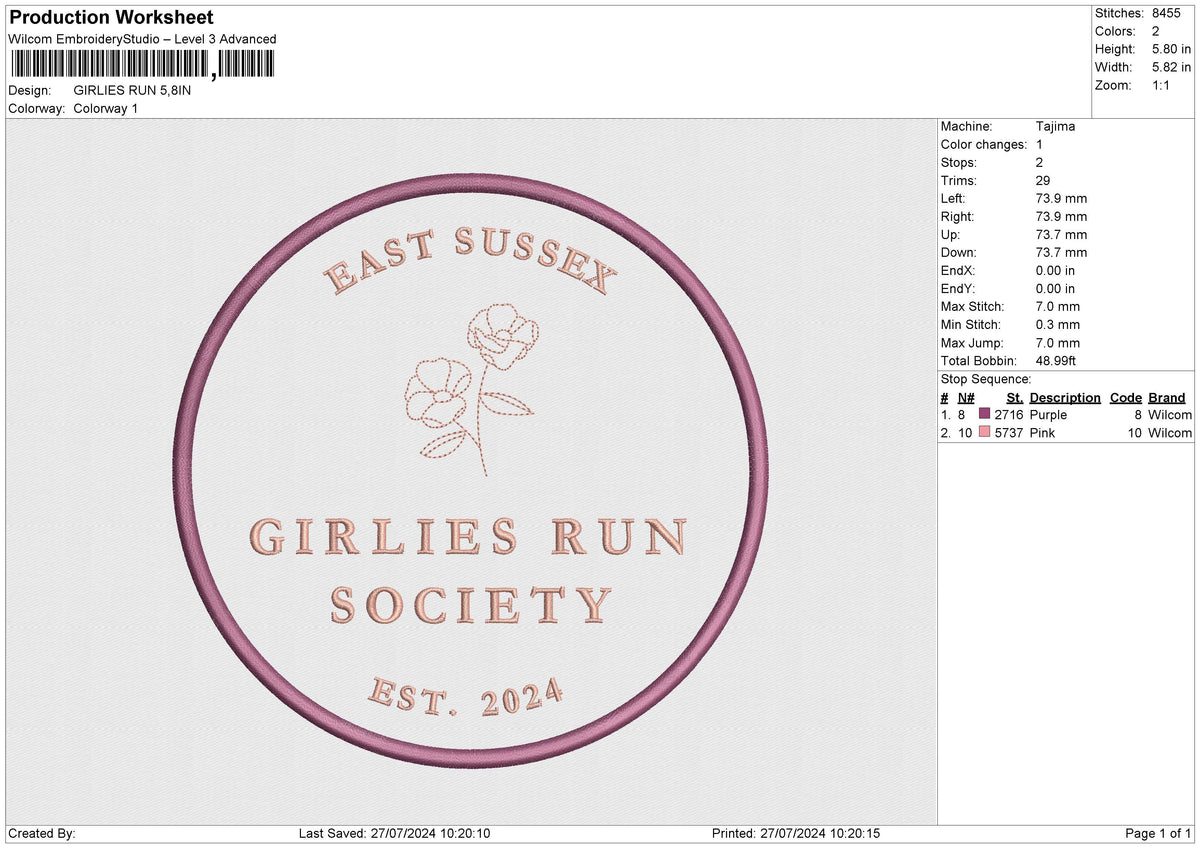 GIRLIES RUN Embroidery File 6 sizes