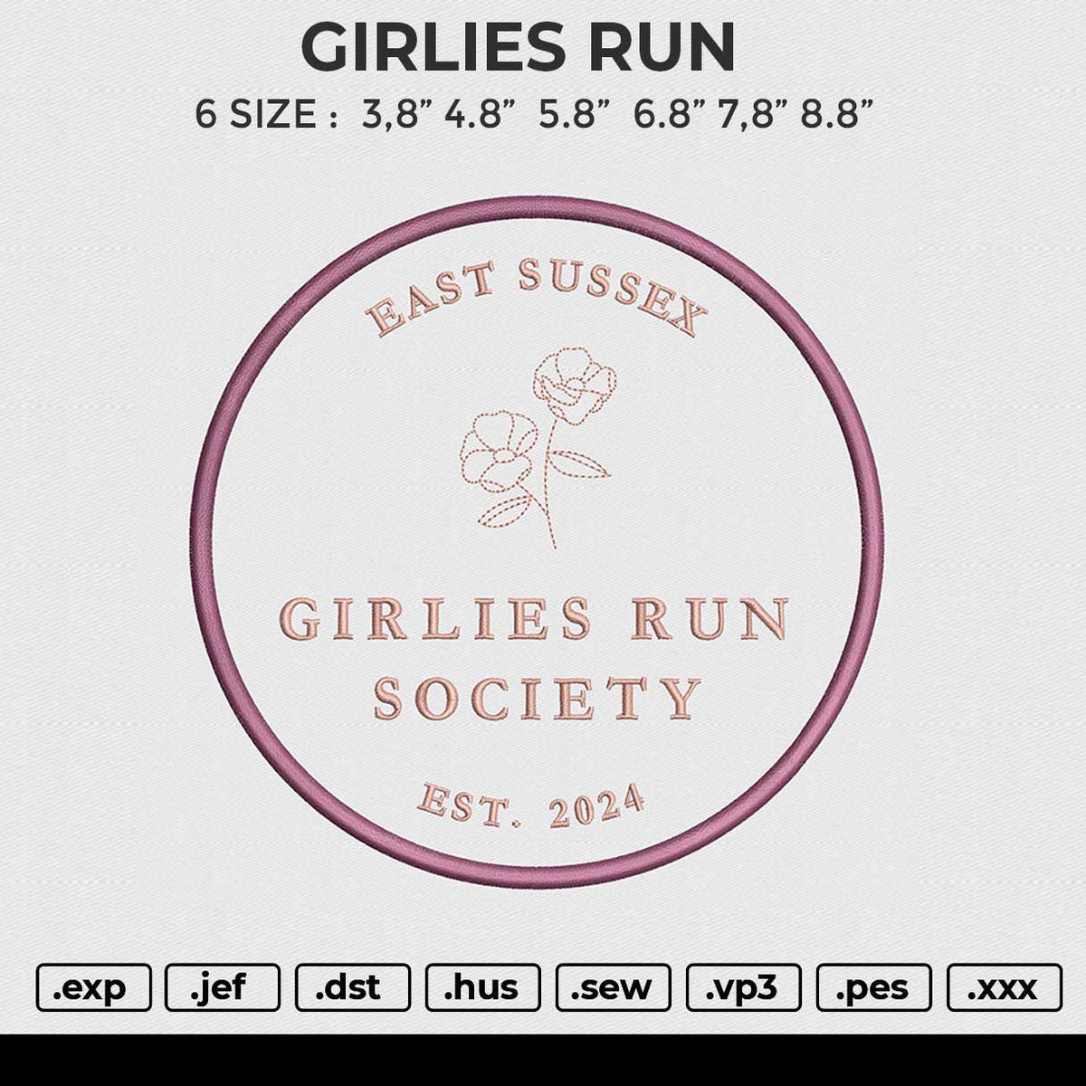 GIRLIES RUN Embroidery File 6 sizes