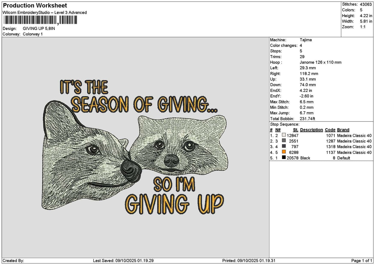 Givingtext Embroidery File 6 sizes