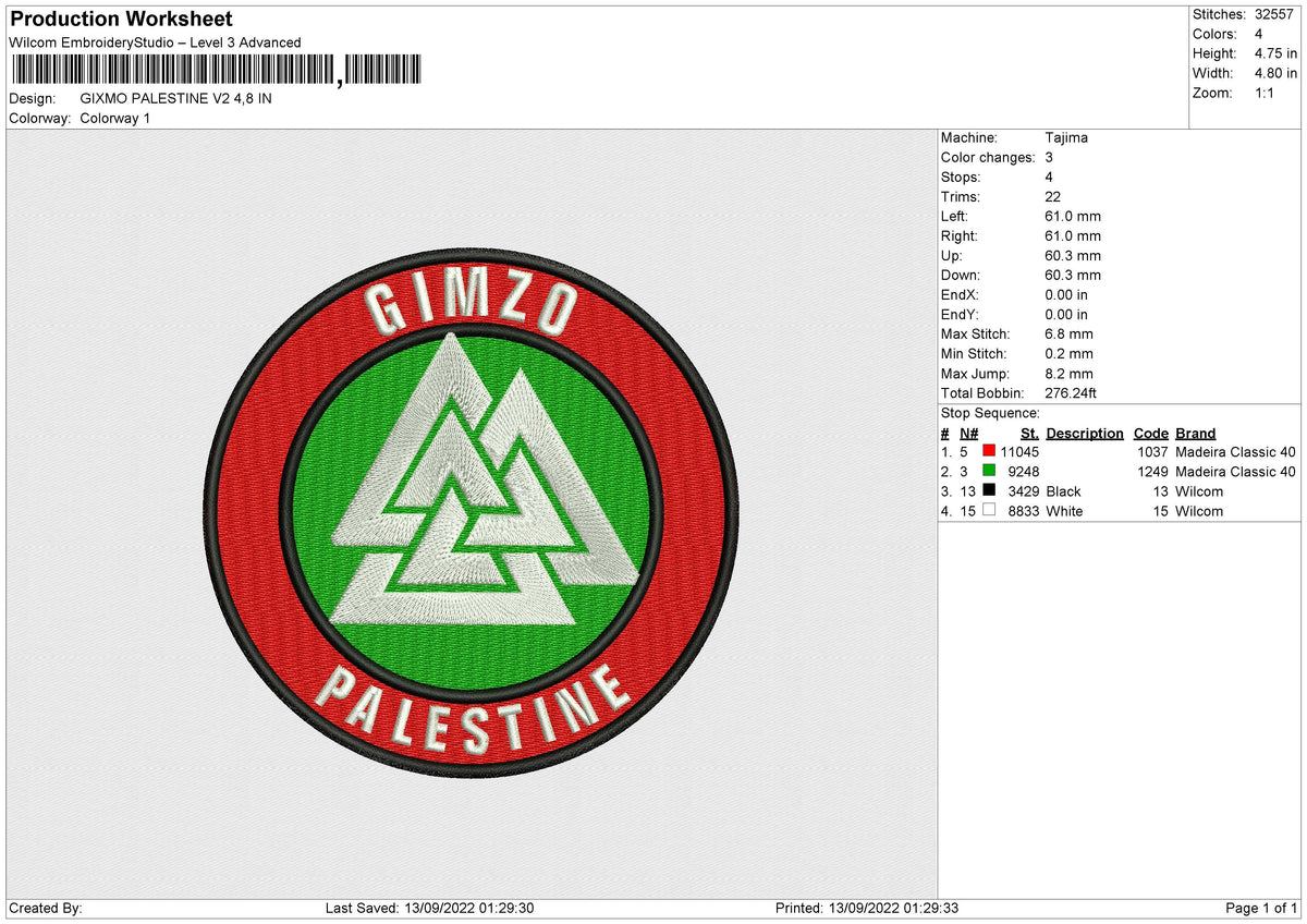 GIMZO PALESTINE V2 Embroidery