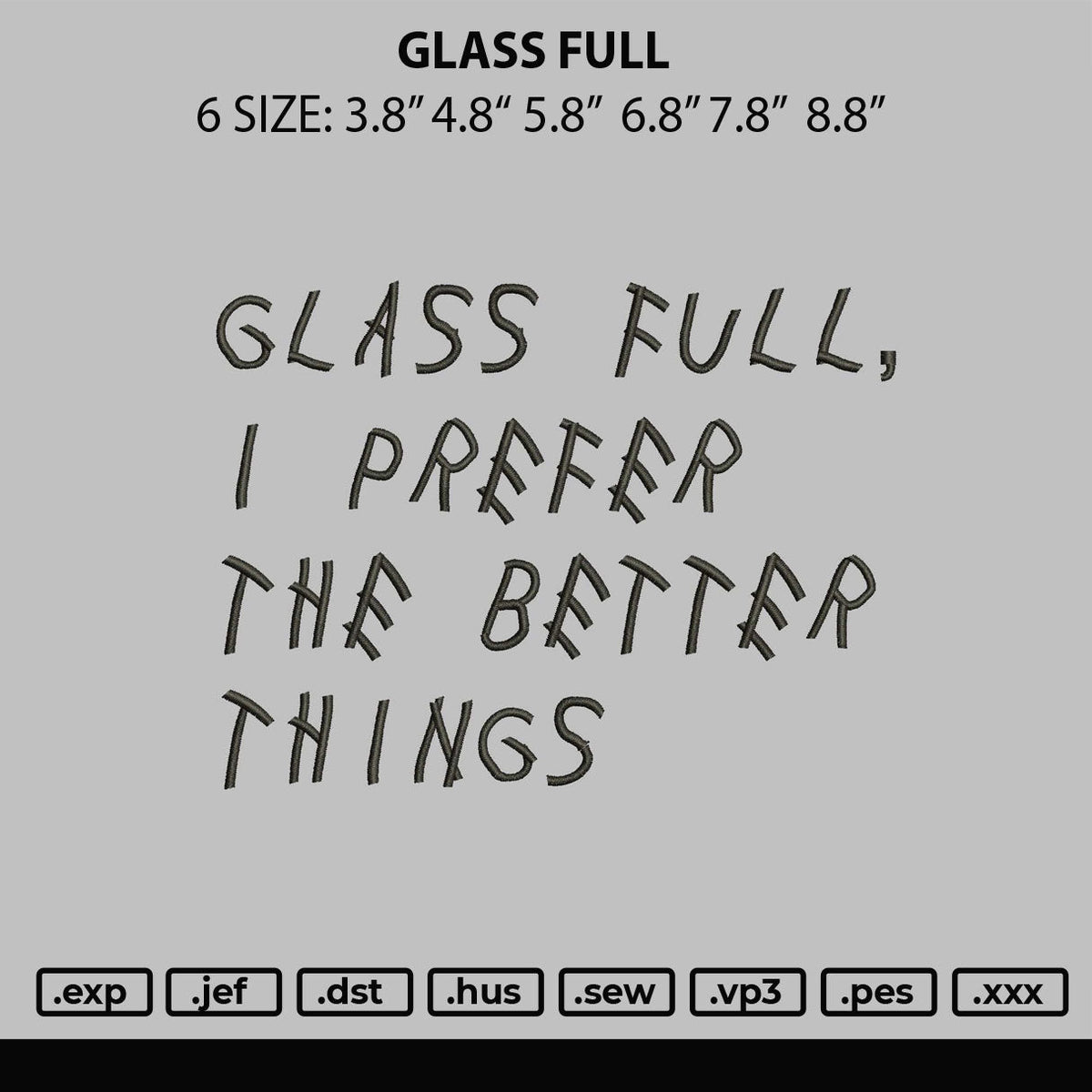 Glass Full Embroidery File 6 sizes