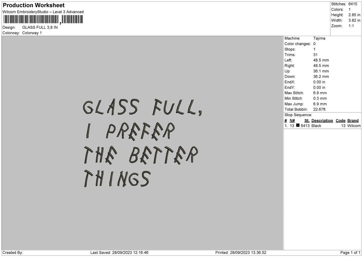 Glass Full Embroidery File 6 sizes