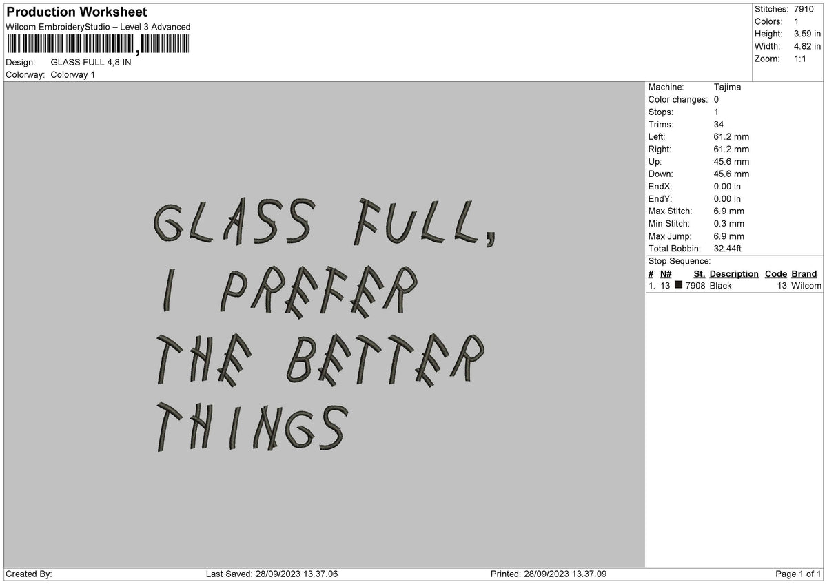 Glass Full Embroidery File 6 sizes