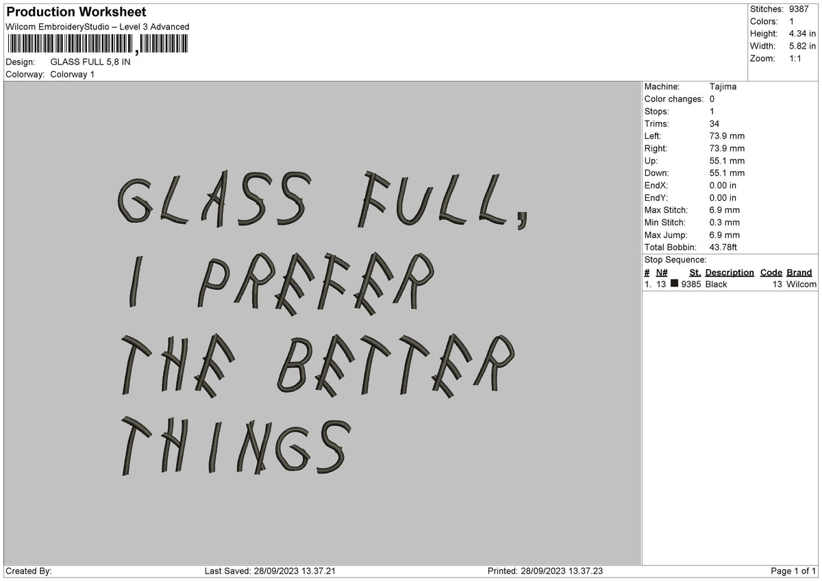 Glass Full Embroidery File 6 sizes
