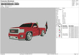 Gmc Red Car Embroidery ile 6 sizes