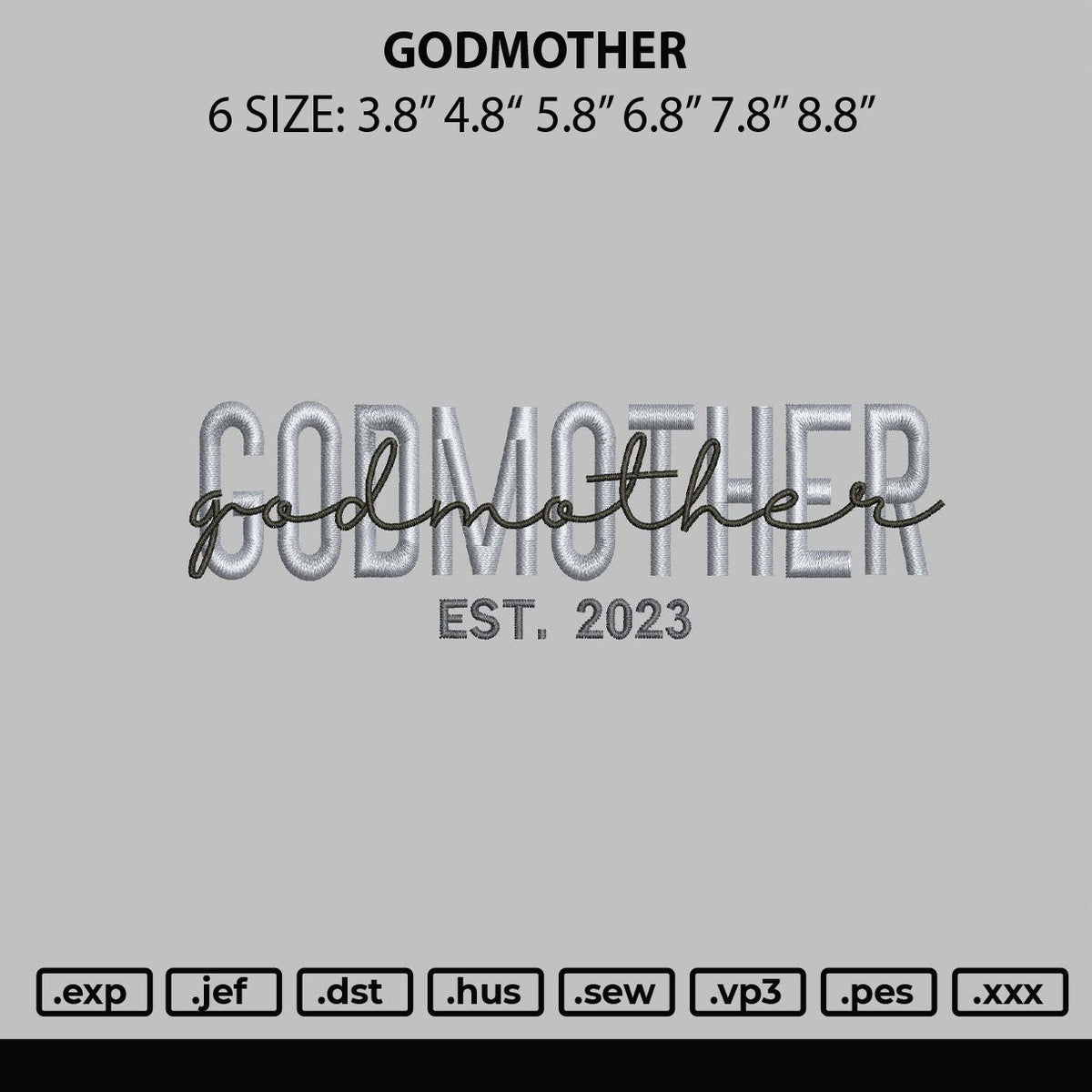 Godmother Embroidery File 6 sizes