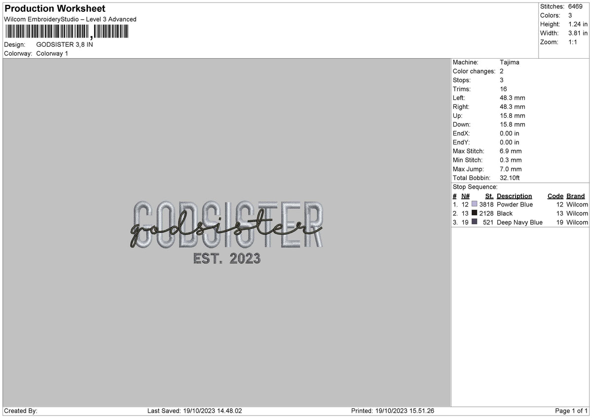 Godsister Embroidery File 6 sizes
