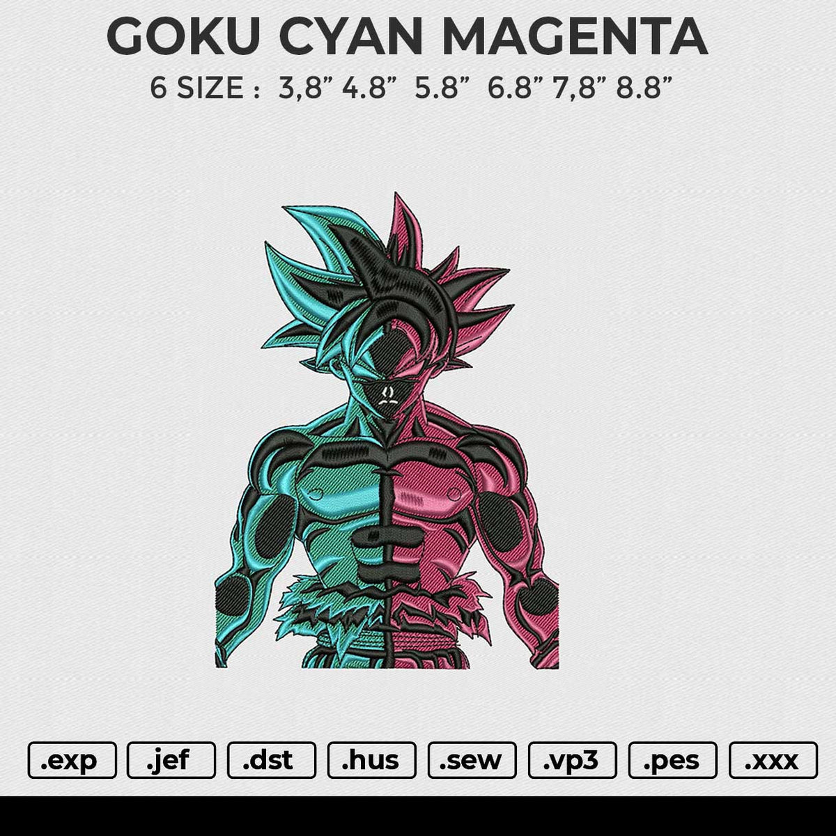 GOKU CYAN MAGENTA Embroidery File 6 size