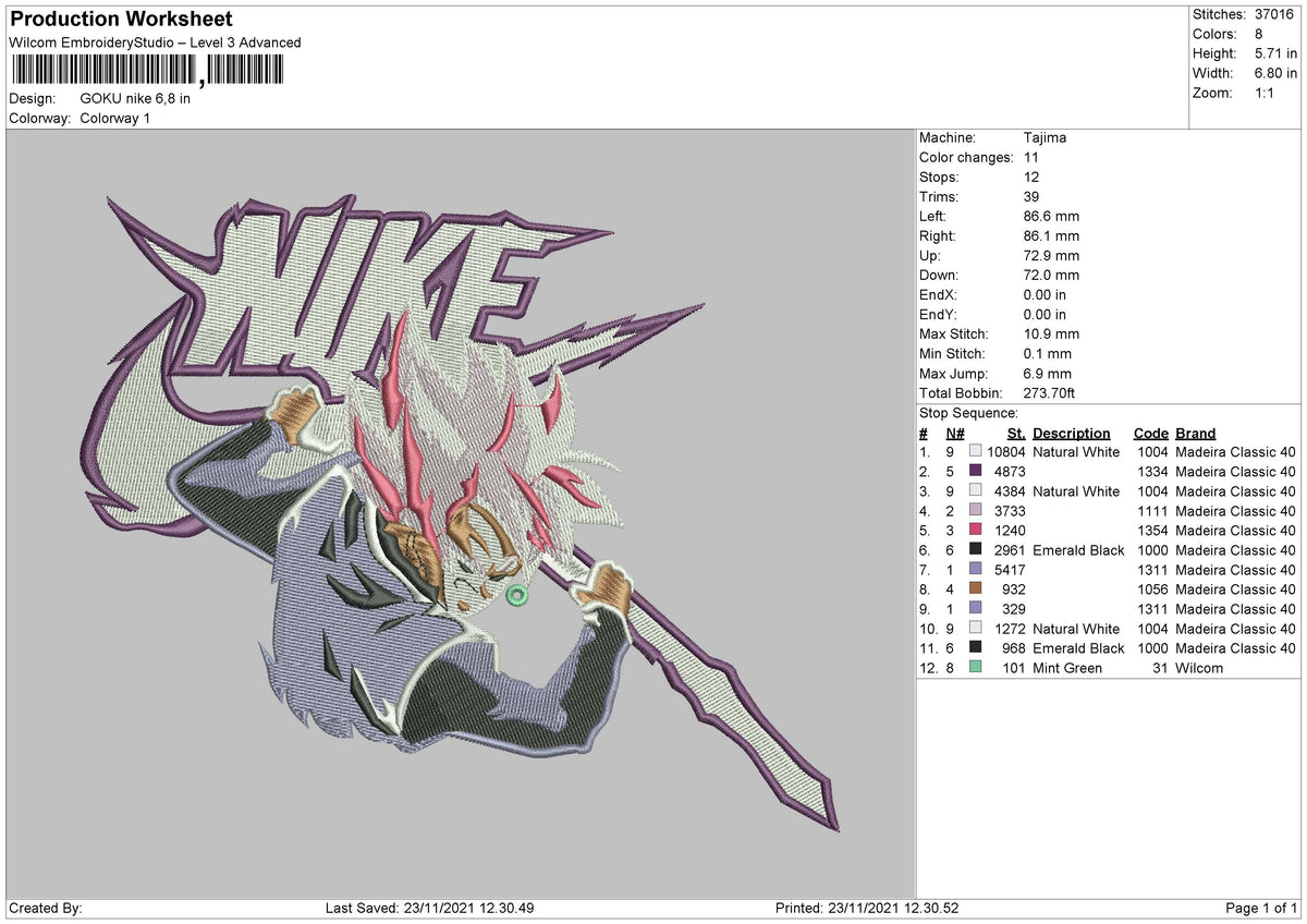 Goku Nike Embroidery