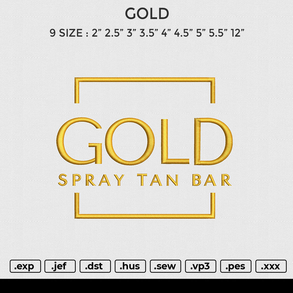 GOLD Embroidery File 6 size