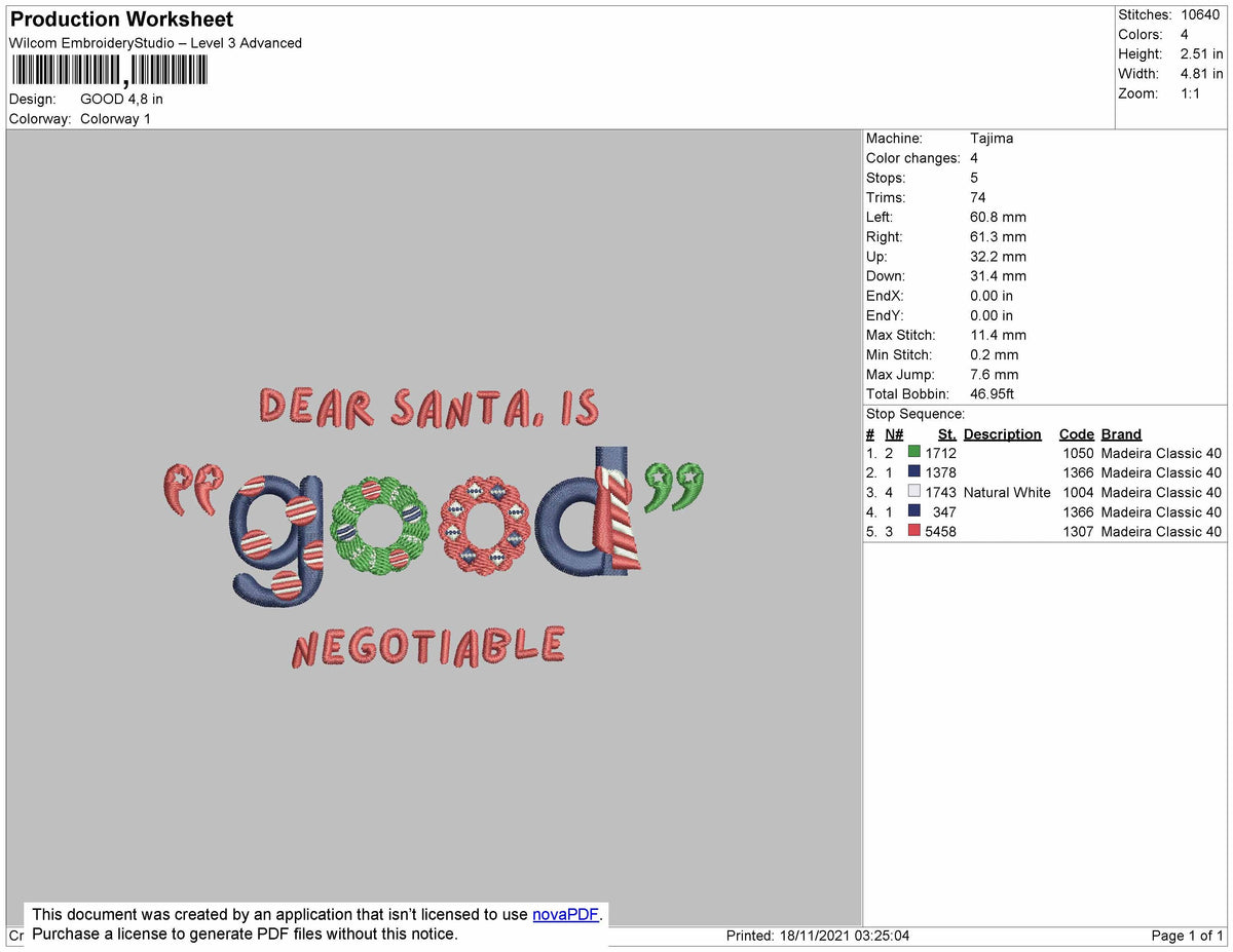 Dear Santa Embroidery