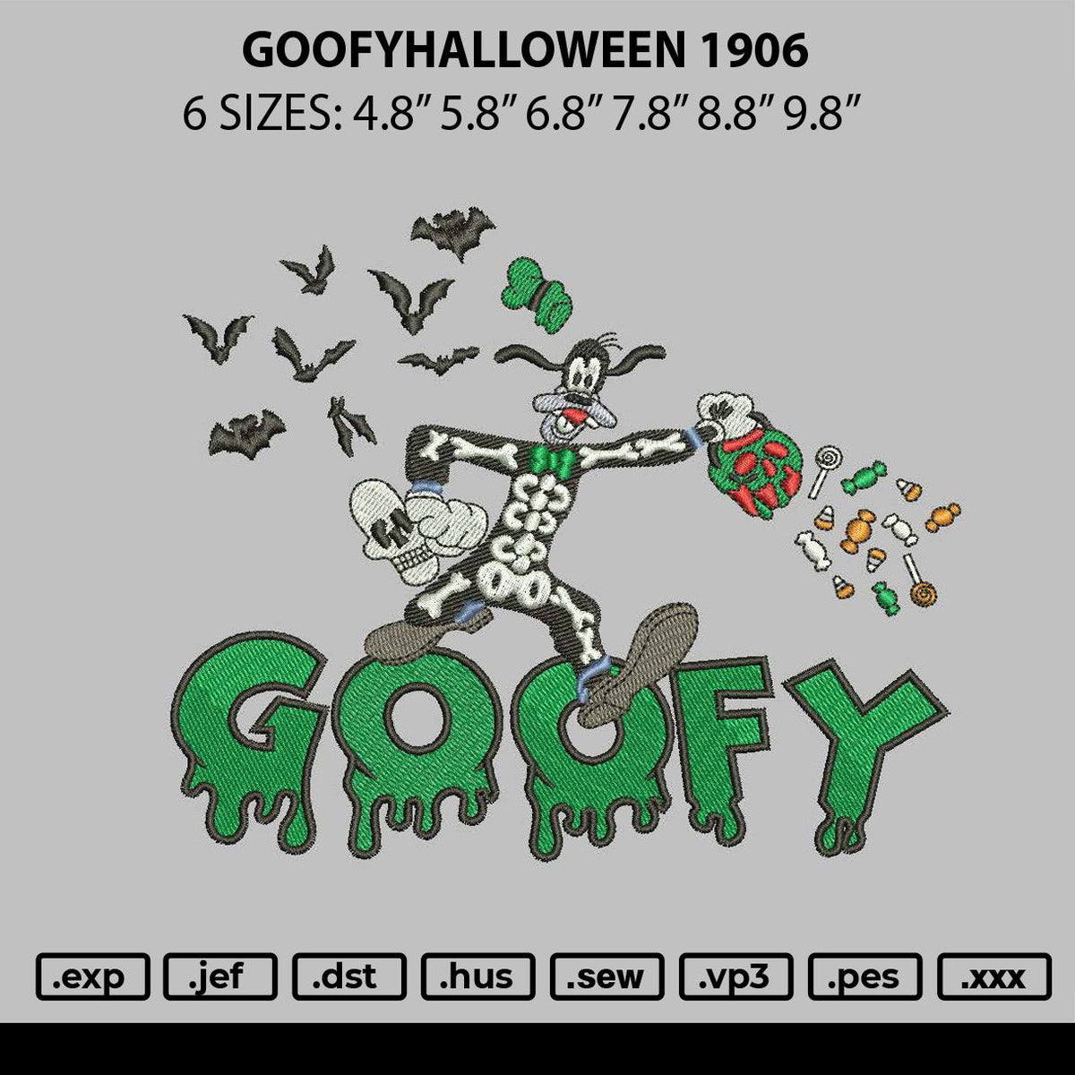 Goofy Halloween 1906 Embroidery File 6 sizes
