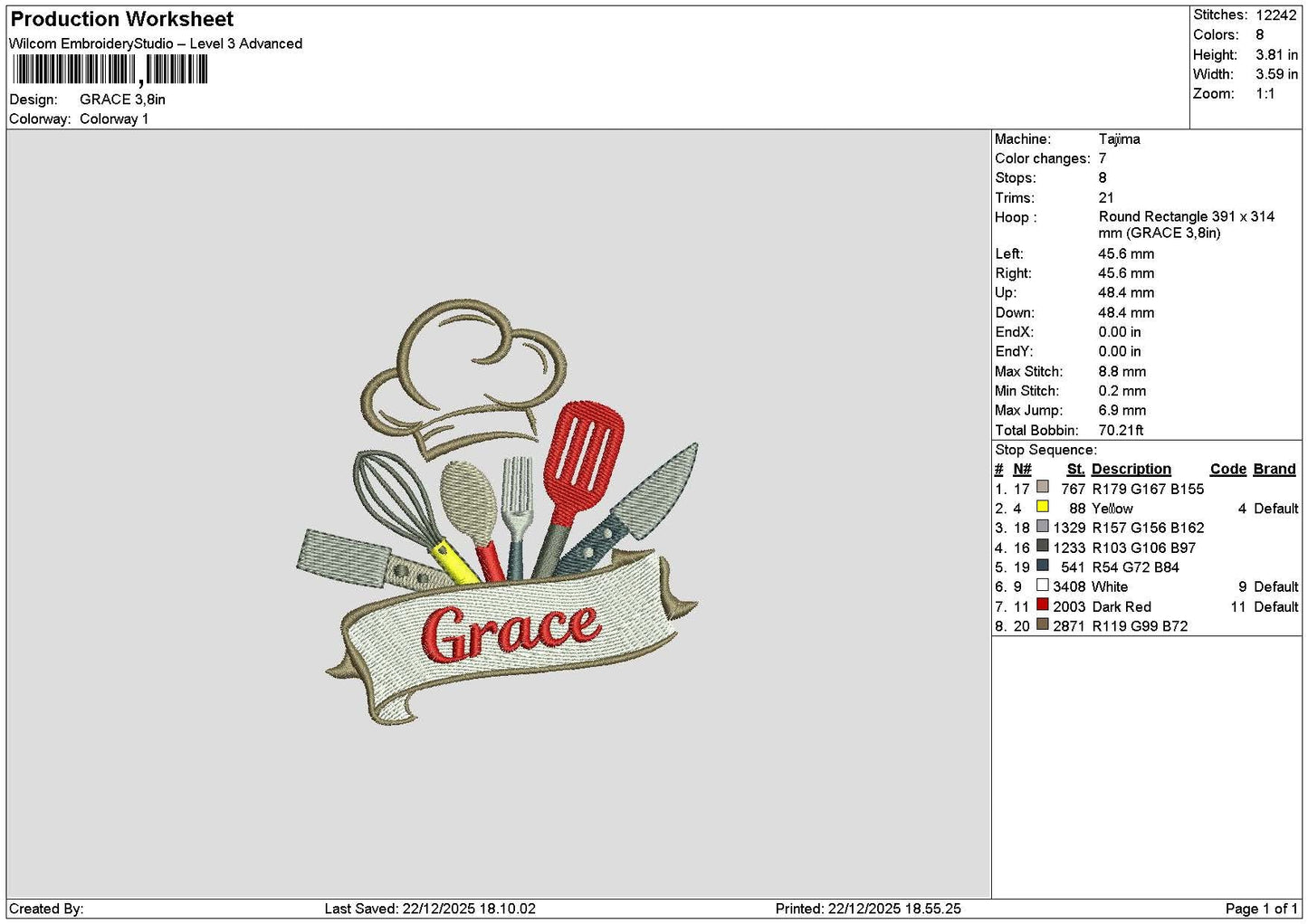 Gracetext 2212 Embroidery File 6 sizes