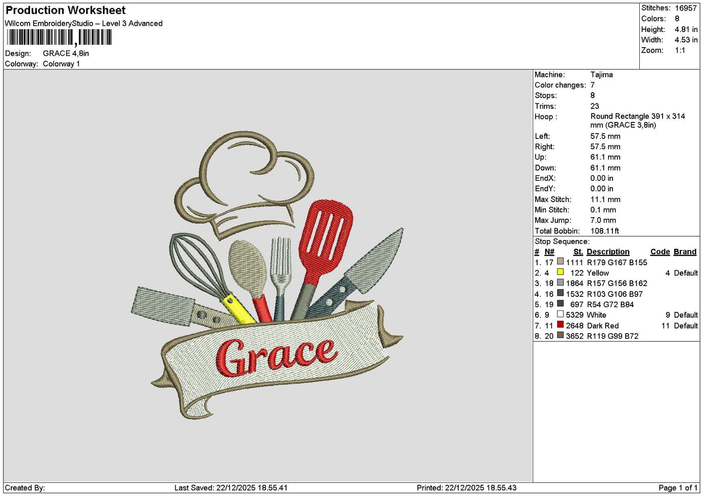 Gracetext 2212 Embroidery File 6 sizes