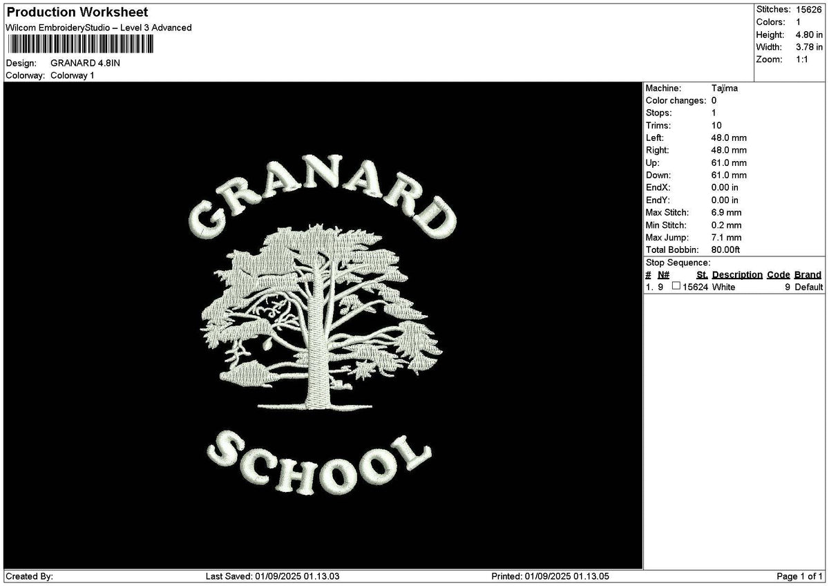 Granardtext Embroidery File 6 sizes