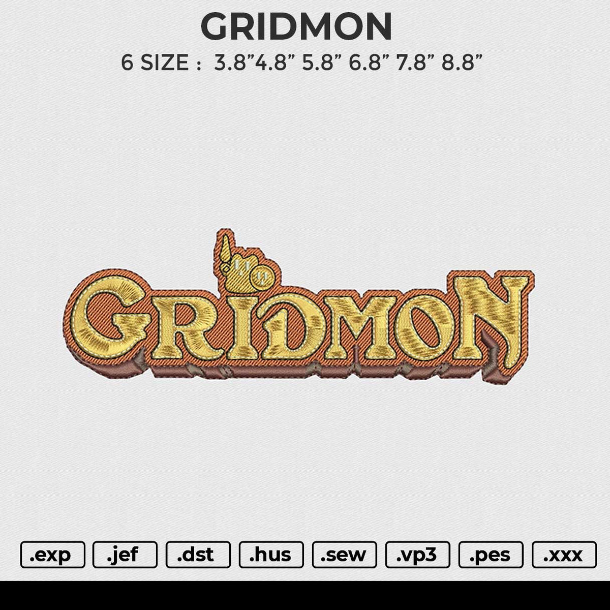 GRIDMON Embroidery File 6 size