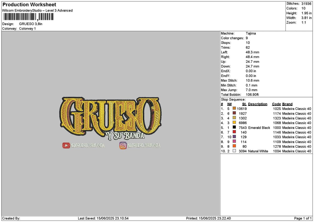 Gruesotext Embroidery File 6 sizes