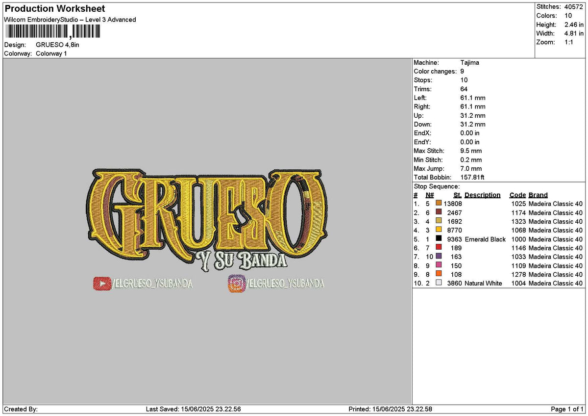 Gruesotext Embroidery File 6 sizes