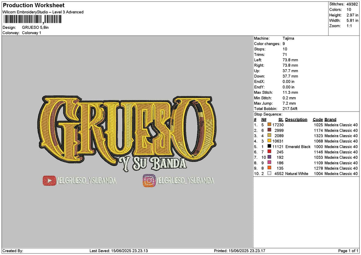 Gruesotext Embroidery File 6 sizes