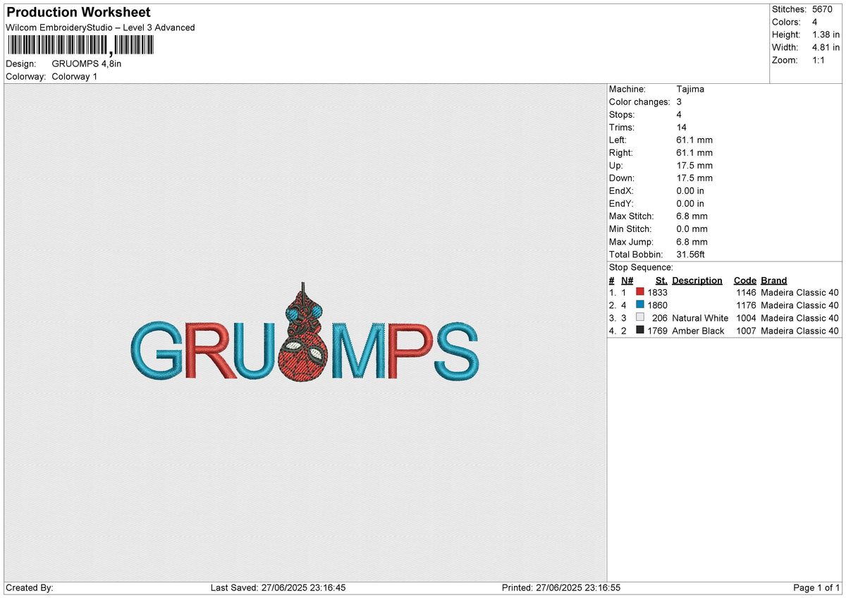 GRUOMPS Embroidery File 6 size