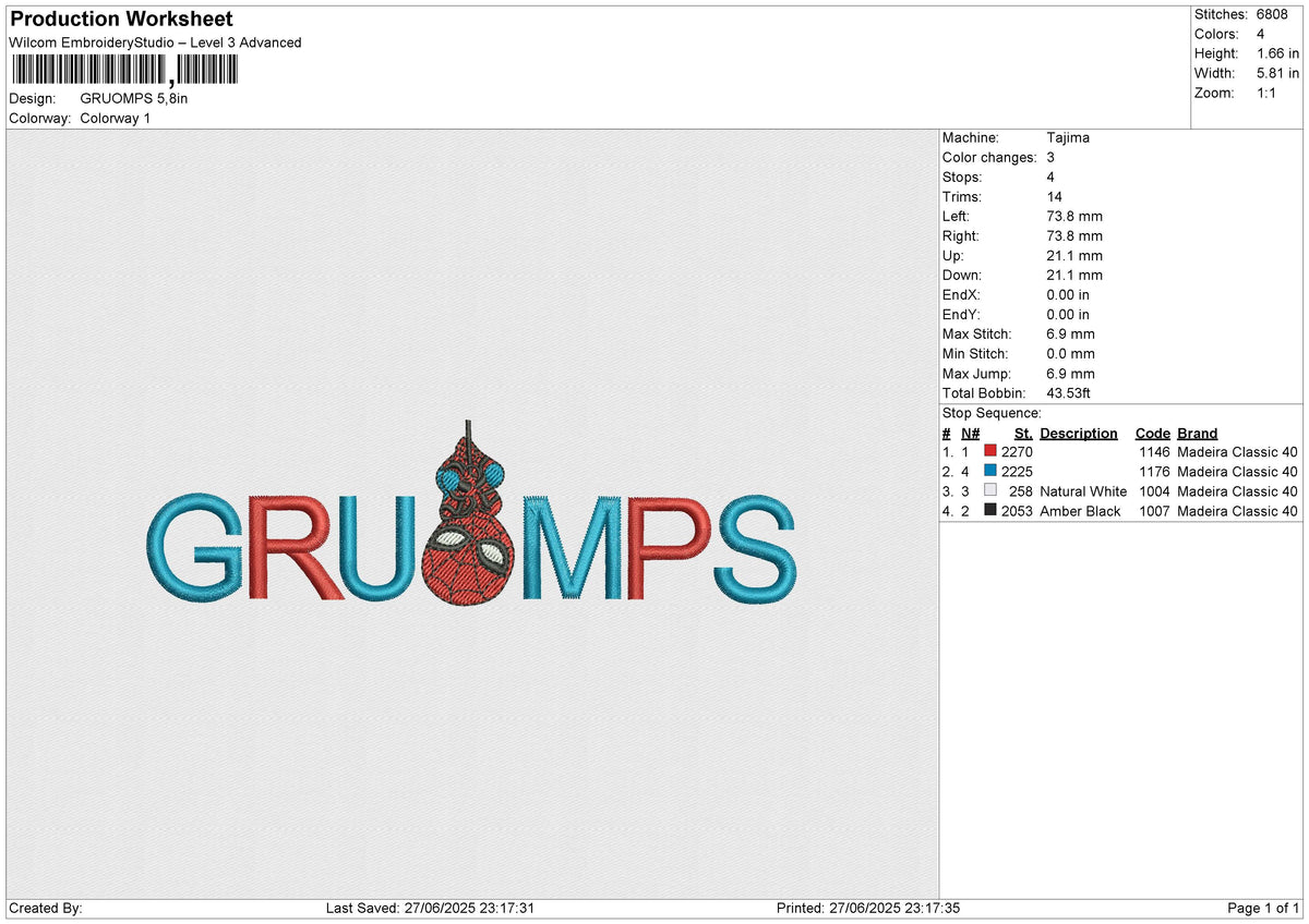 GRUOMPS Embroidery File 6 size