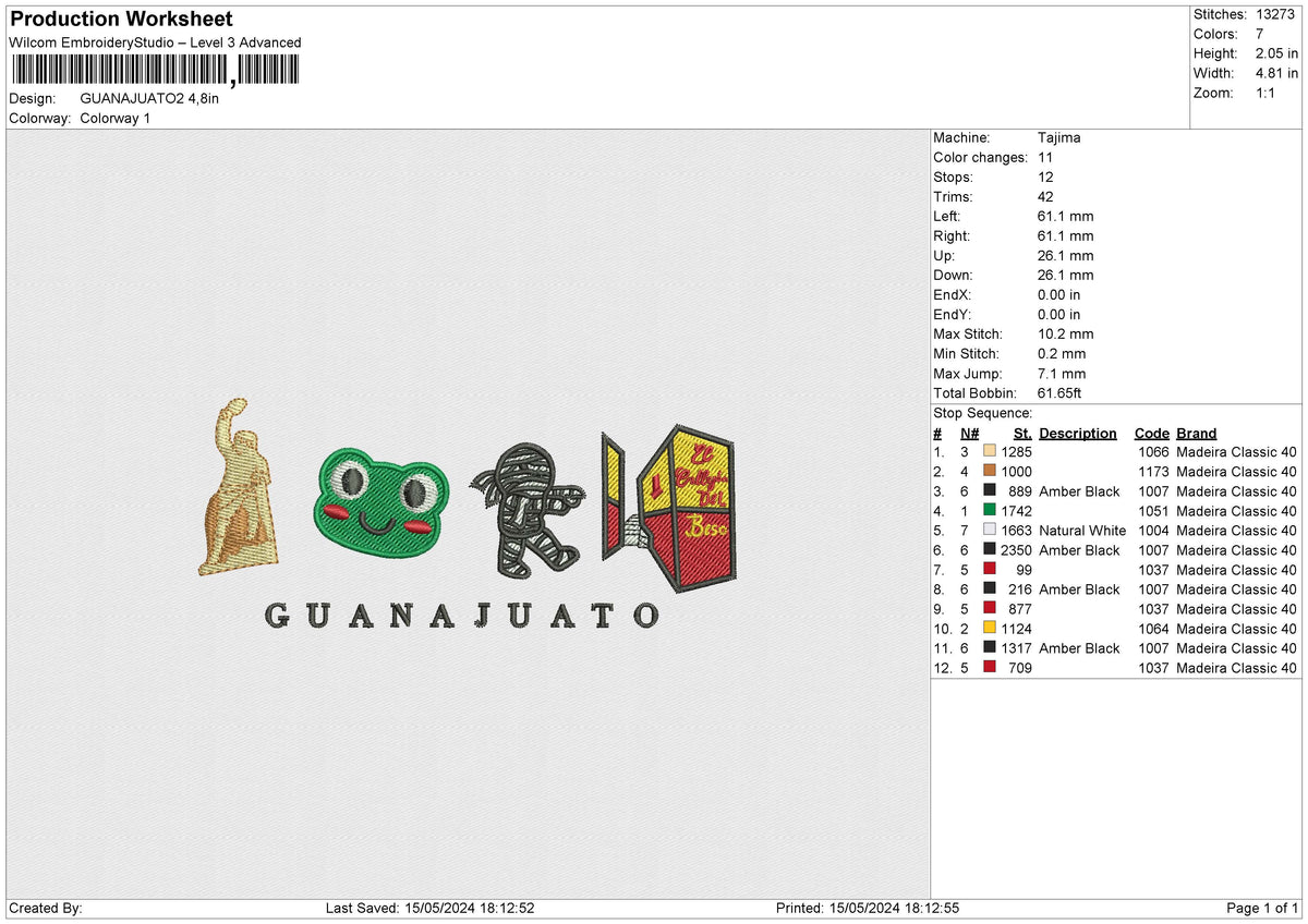GUANAJUATOv2 Embroidery File 6 sizes