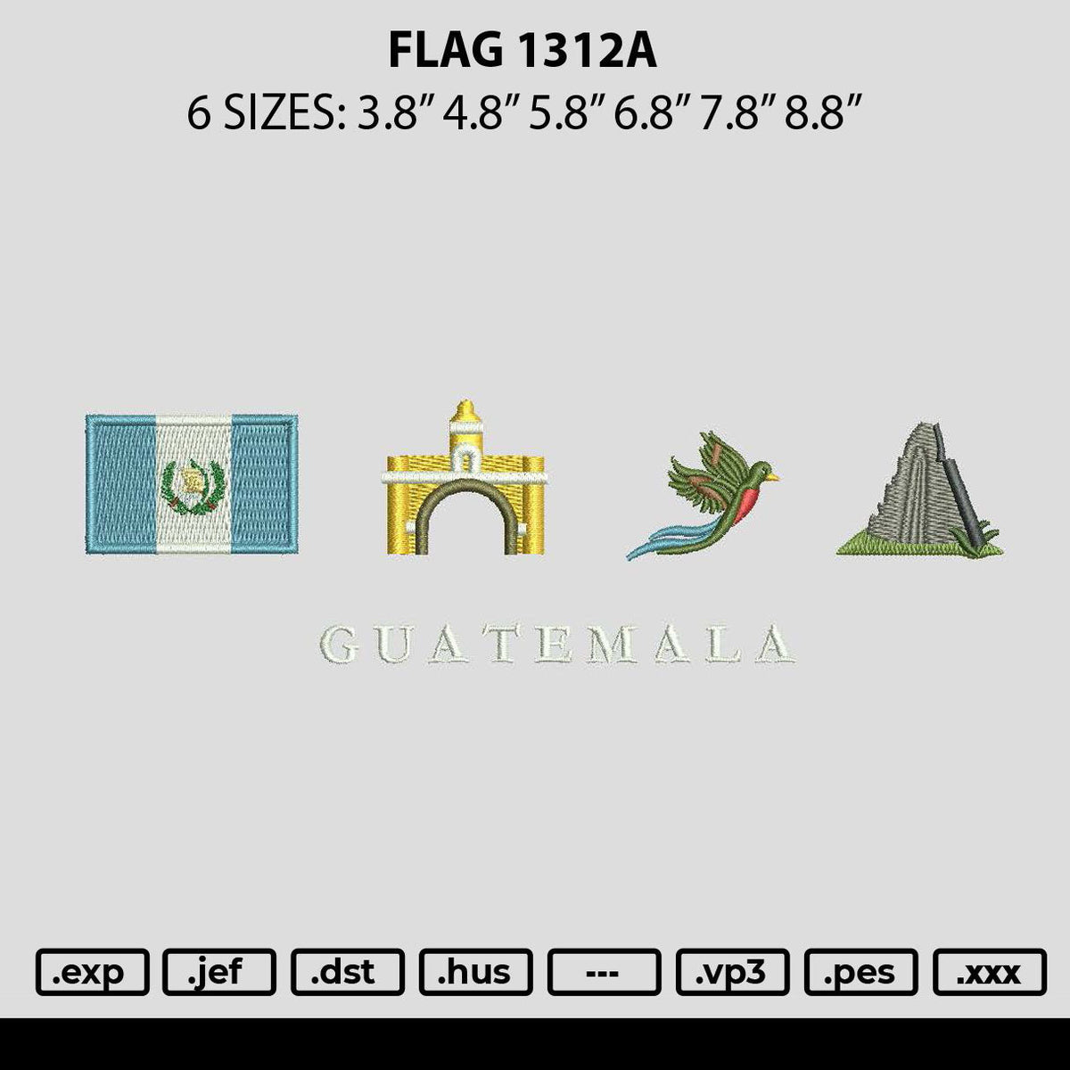 Flag 1312a Embroidery File 6 sizes