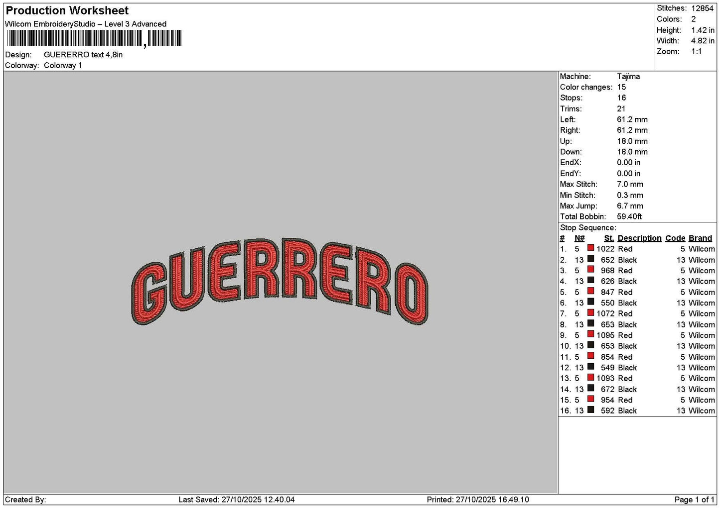 Guerrerotext 2710 Embroidery File 6 sizes