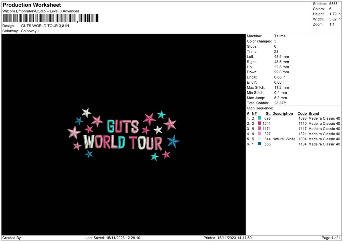 World Stars Embroidery File 6 sizes