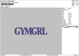 Gymgrltext Embroidery File 6 sizes