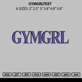 Gymgrltext Embroidery File 6 sizes