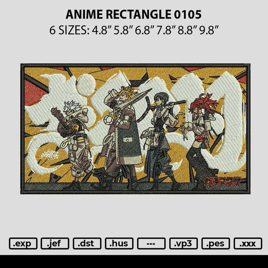 Anime Rectangle 0105 Embroidery File 6 sizes