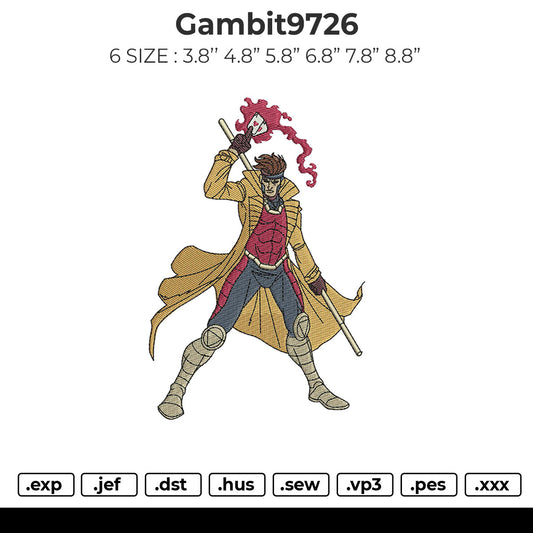 Gambit9726 Embroidery File 6 size