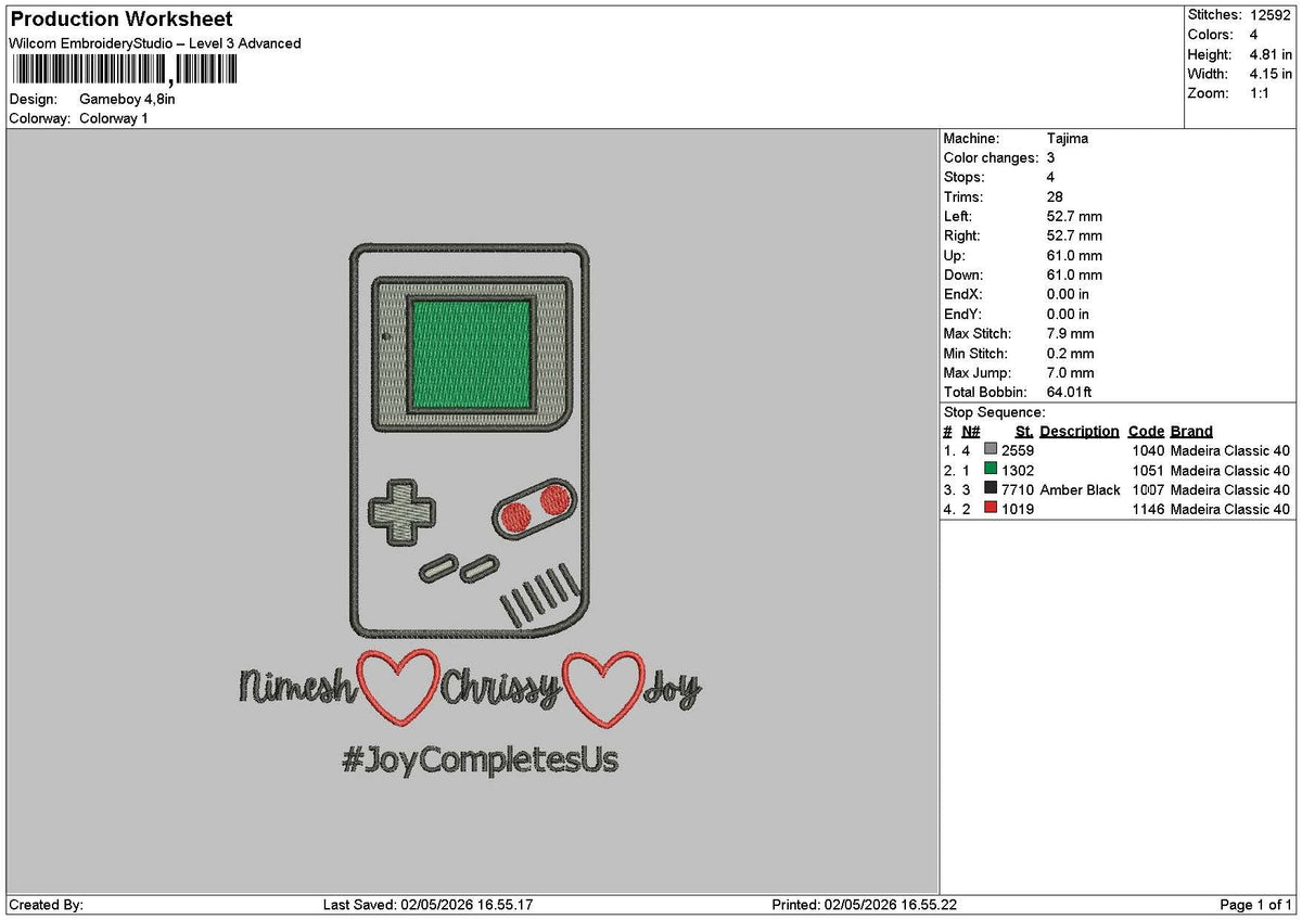 Gameboytext Embroidery File 6 sizes