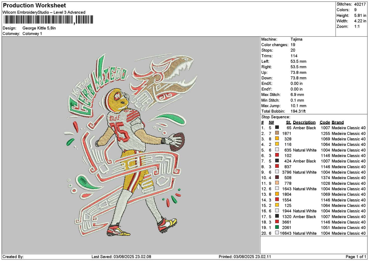 Baseball Player 0308 Embroidery File 6 sizes