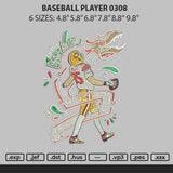 Baseball Player 0308 Embroidery File 6 sizes