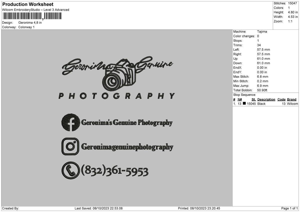 Photography 0810b Embroidery File 6 sizes