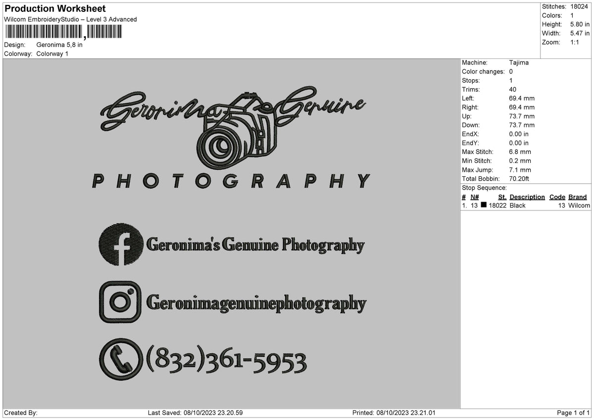 Photography 0810b Embroidery File 6 sizes