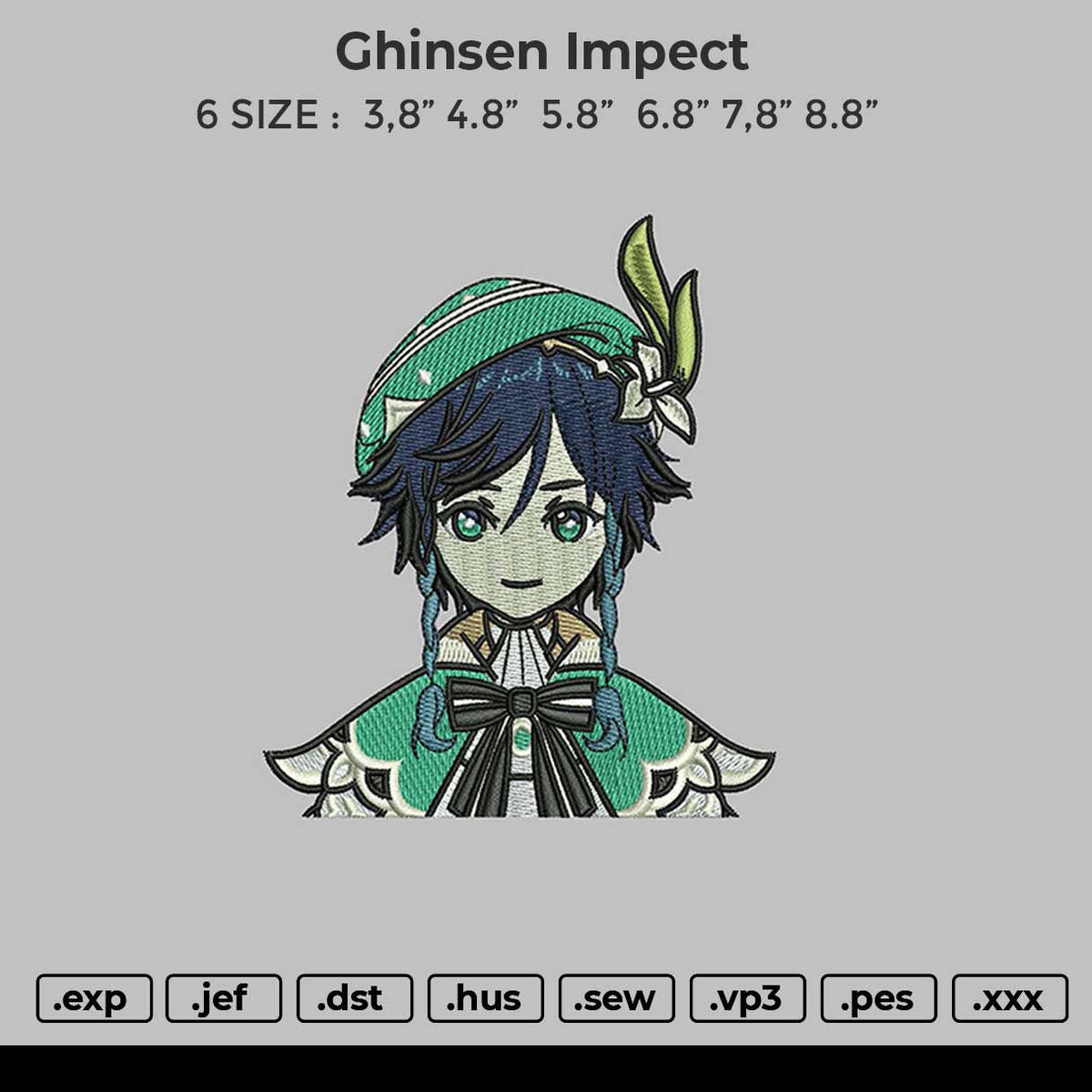 Ghinsen Impect Embroidery File 4 size