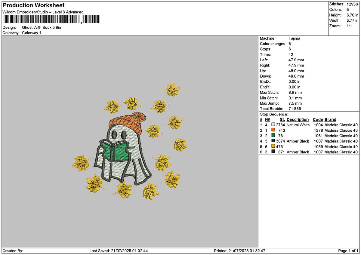 Ghostbook 2107 Embroidery File 6 sizes