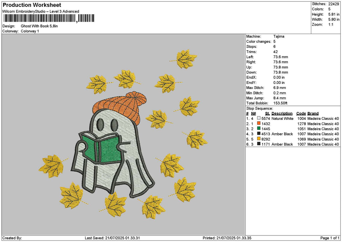 Ghostbook 2107 Embroidery File 6 sizes