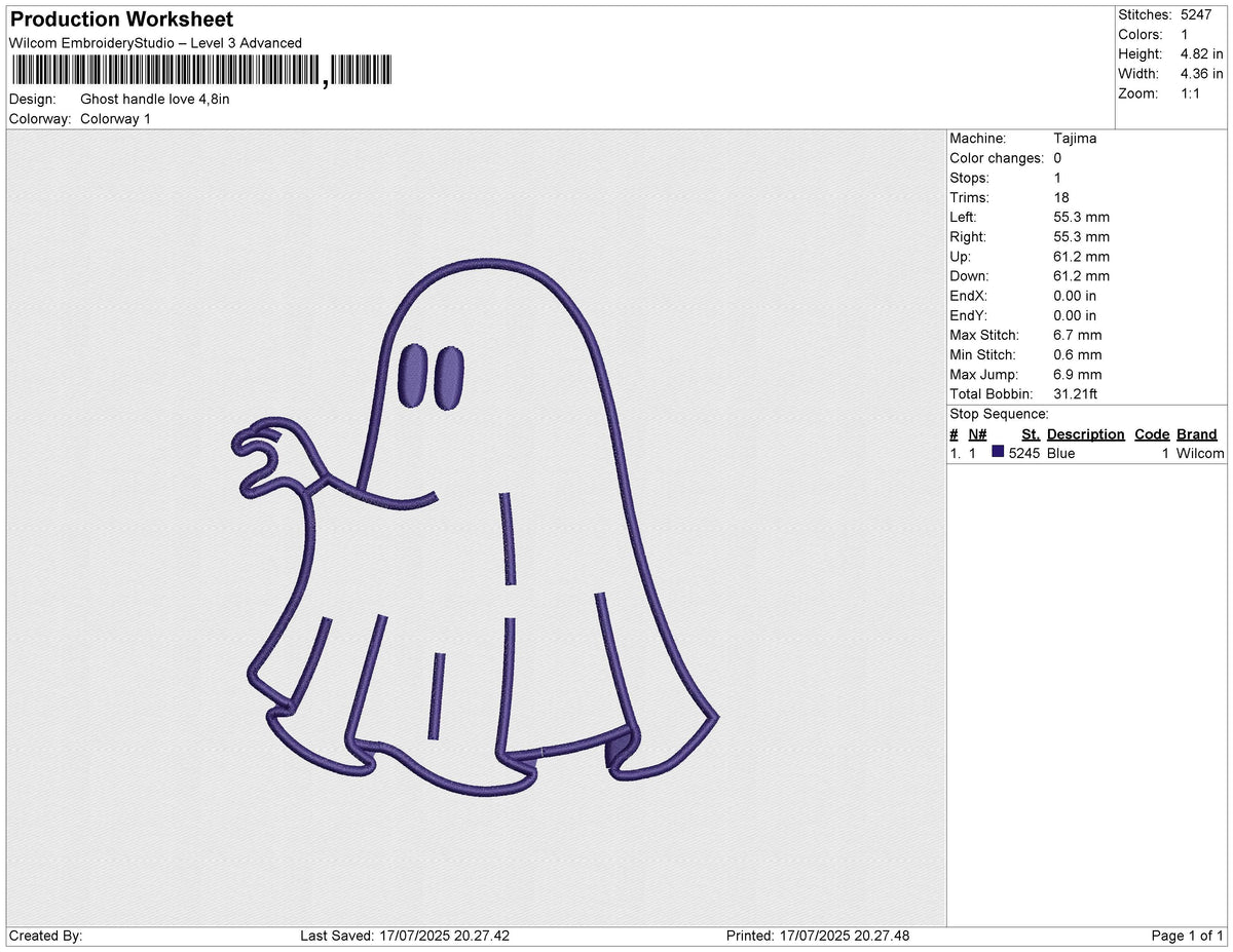 Ghost handle love ( 2 file) Embroidery File 6 size