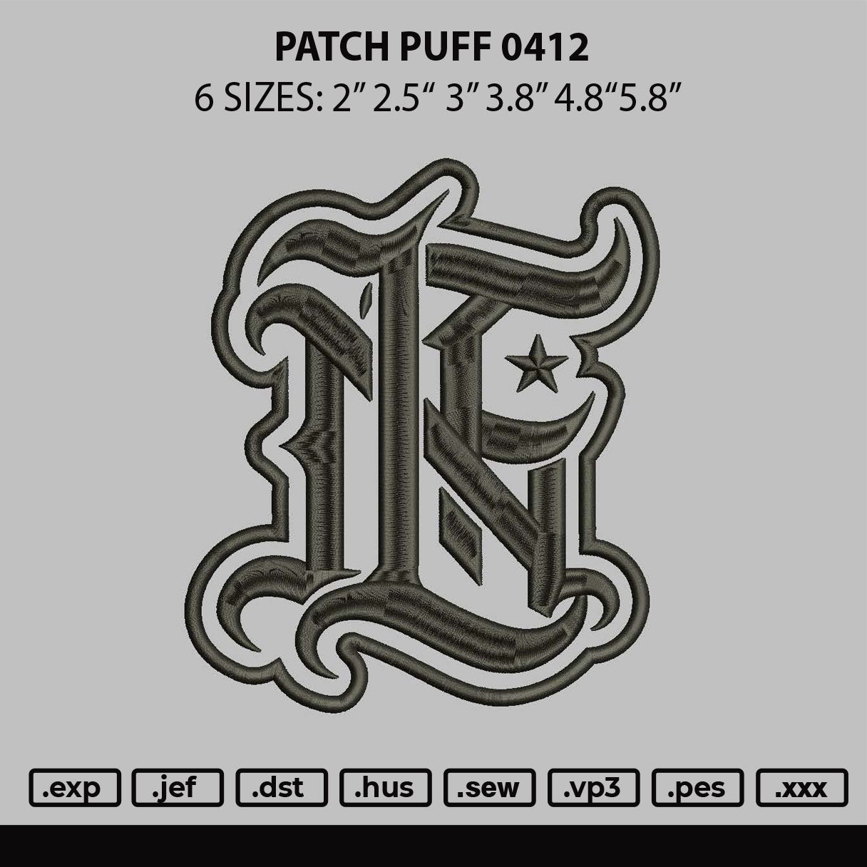 Patch Puff 0412 Embroidery File 6 sizes