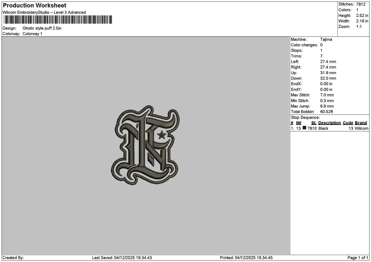 Patch Puff 0412 Embroidery File 6 sizes