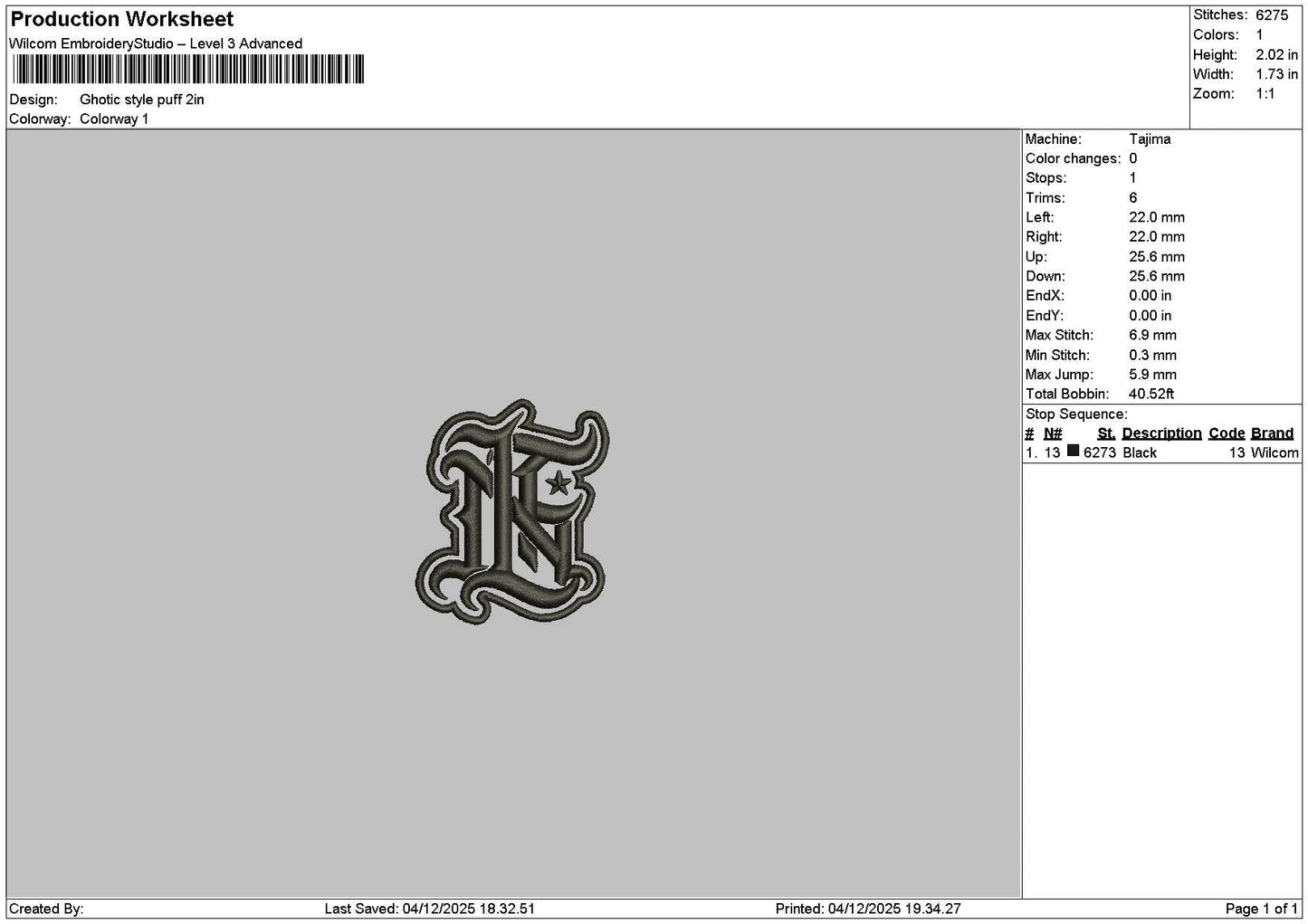 Patch Puff 0412 Embroidery File 6 sizes