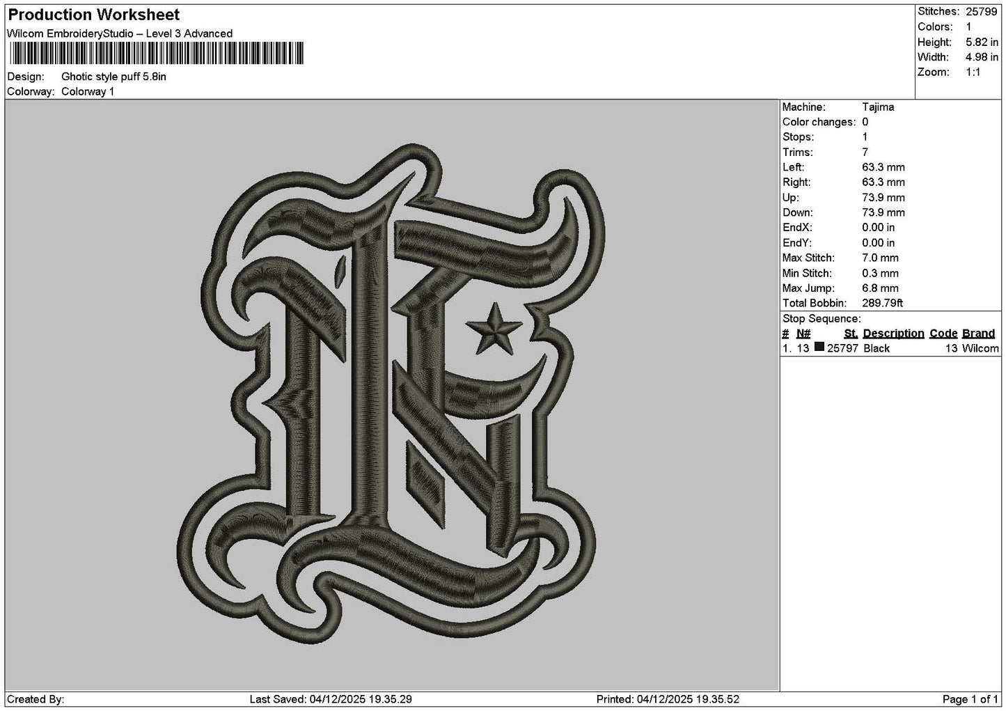 Patch Puff 0412 Embroidery File 6 sizes