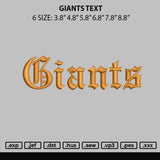 Giants Text Embroidery File 6 sizes